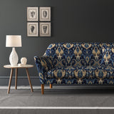 Velvet sofa upholstered in a stain resistant velvet fabric with contemporary abstract design