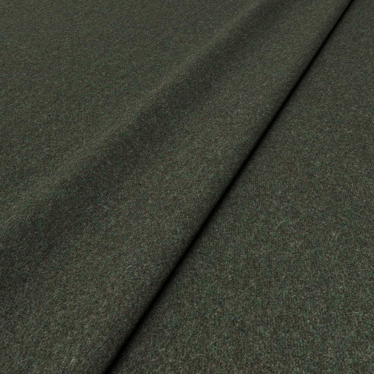 Sample of a green woven fabric in recycled wool.