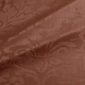 Fabric swatch of a contemporary damask fabric in a deep berry colour for upholstery and curtains.