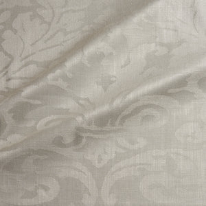 Fabric swatch of a contemporary damask fabric in a neutral colour for upholstery and curtains.