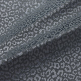 Fabric swatch of a blue stain resistant velvet animal print fabric, suitable for curtains and upholstery 