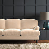 Cream eco velvet upholstery fabric on a sofa