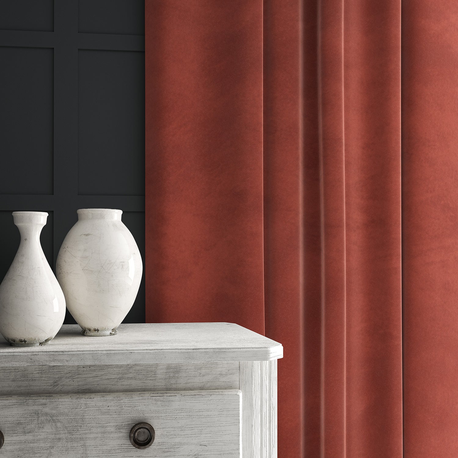 Orange eco velvet curtain