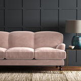 Cream eco velvet upholstery fabric on a sofa