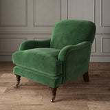 Green eco velvet upholstery fabric on an armchair