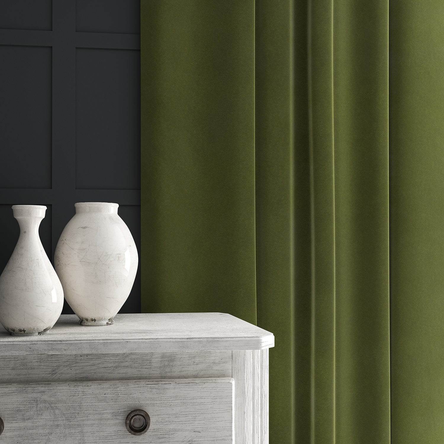 Green eco velvet curtain