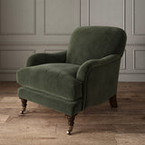 Green eco velvet upholstery fabric on an armchair