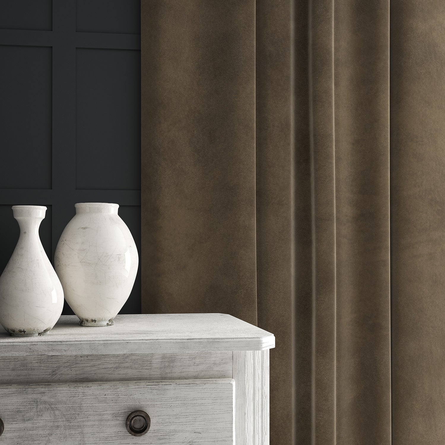 Brown eco velvet curtain