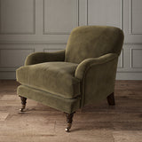 Brown eco velvet upholstery fabric on an armchair