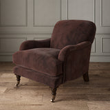 Brown eco velvet upholstery fabric on an armchair