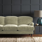 Grey eco velvet upholstery fabric on a sofa