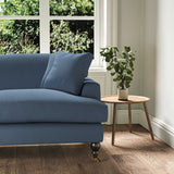 Sample of a blue woven fabric.