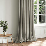 A grey woven fabric shown as a curtain.