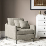 Chair covered in a boucle fabric in Aluminium
