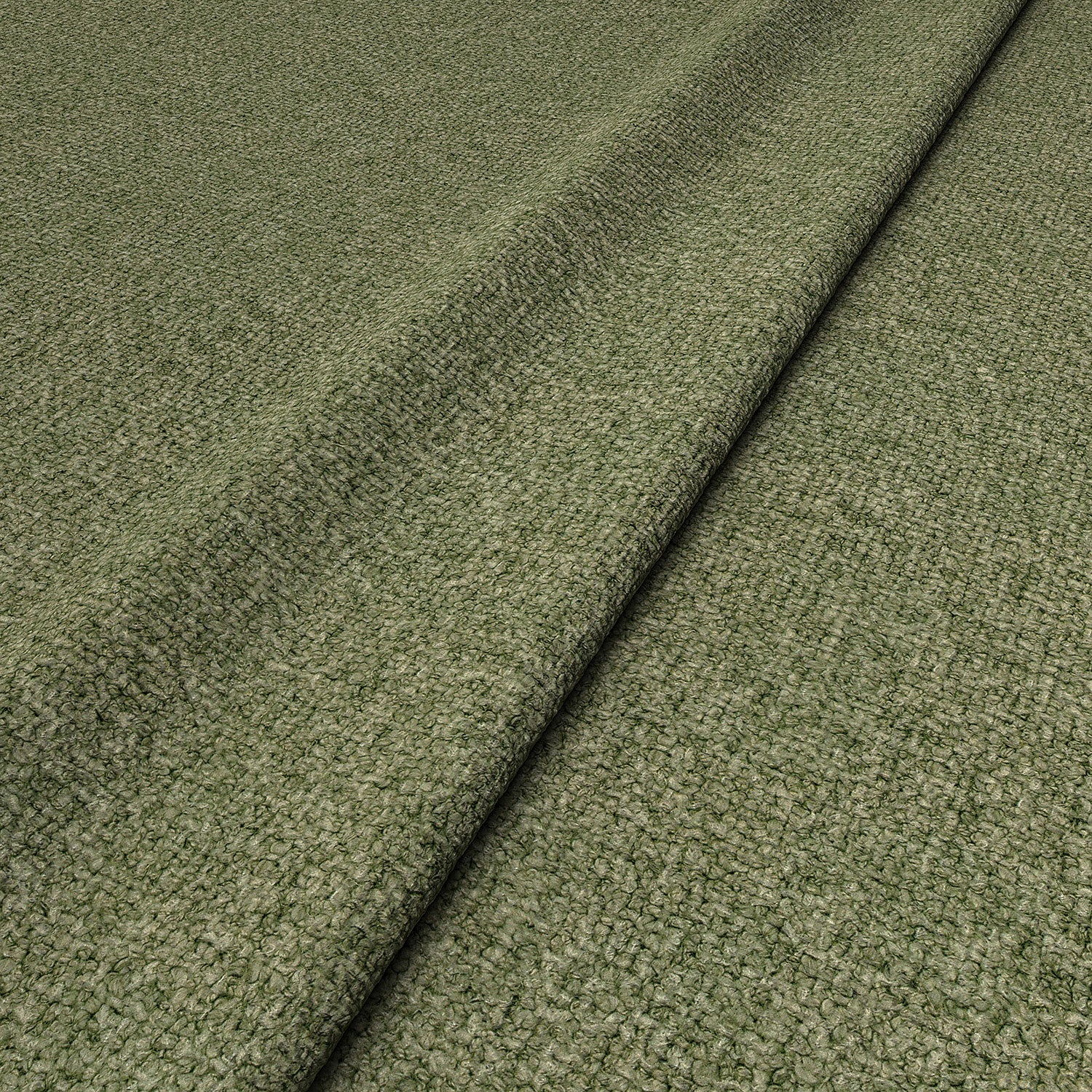 Sample of a boucle fabric in Winter Moss