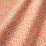 Printed linen fabric sample – a handy block print pattern in red and cream 