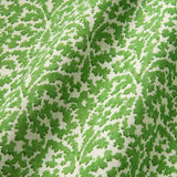 Printed linen fabric sample – damask-style pattern in green and cream