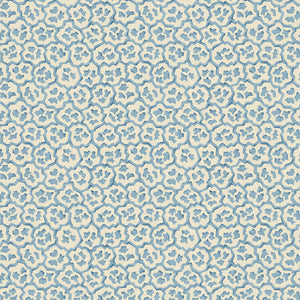Printed linen fabric sample – a handy block print pattern in blue and cream 