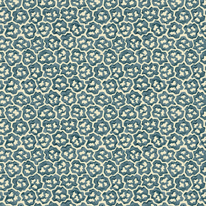Printed linen fabric sample – a handy block print pattern in blue and cream 