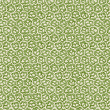 Printed linen fabric sample – a handy block print pattern in green and cream 