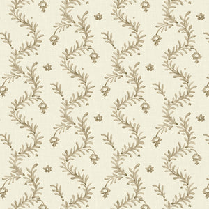 Printed linen fabric - a charming marine-style pattern in brown and cream