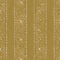 Printed linen fabric sample – a delicate pattern of moons and star-like dots in yellow and cream