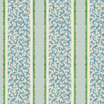 Printed linen fabric sample – fresh bands of jolly colours in blue, green and cream