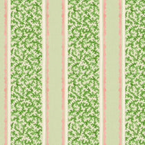 Printed linen fabric sample – fresh bands of jolly colours in green, pink and cream