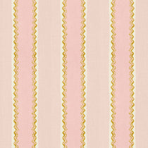 Printed linen fabric sample – a bold blocks of colour in this inviting stripe are softened with a painterly finish in pink, yellow and white