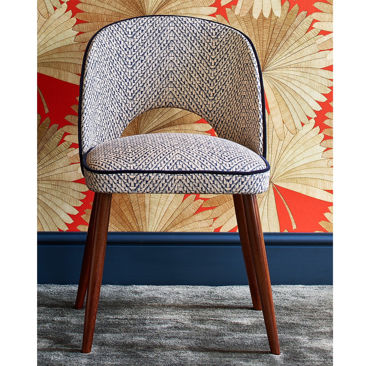 Chair in design name Salta, colourway Azure from Tango Weaves.