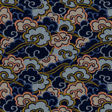 Inspired by a Japanese kimono, this designer wallpaper features an enchanting pattern of large abstract clouds.