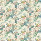 Sample of a floral wallpaper featuring exotic birds.