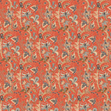 Sample of a tropical wallpaper in chilli showcasing beautiful botanicals and butterflies.